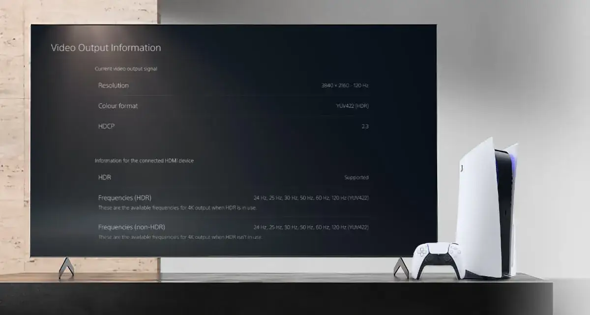 PlayStation 5 ustawienia 120Hz HDMI 2.1