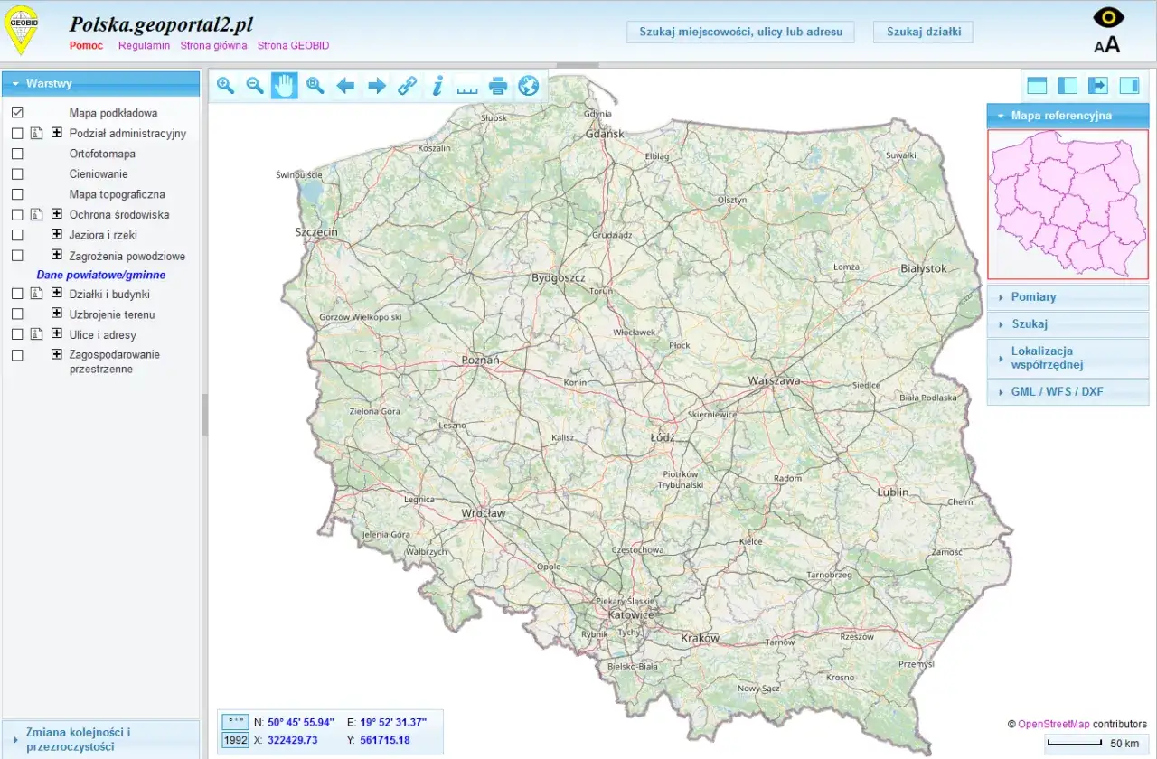 Geoportal.gov.pl interfejs mapy