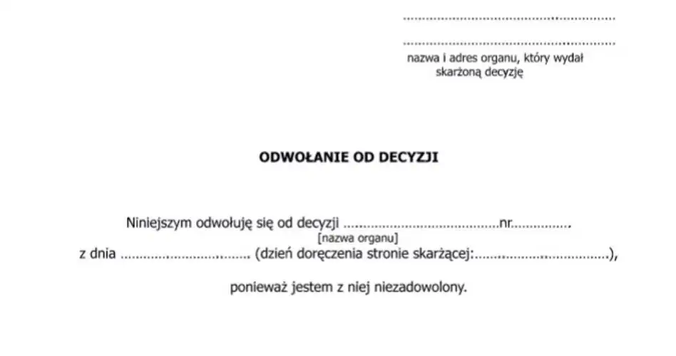 wzór odwołania administracyjnego, pismo formalne struktura