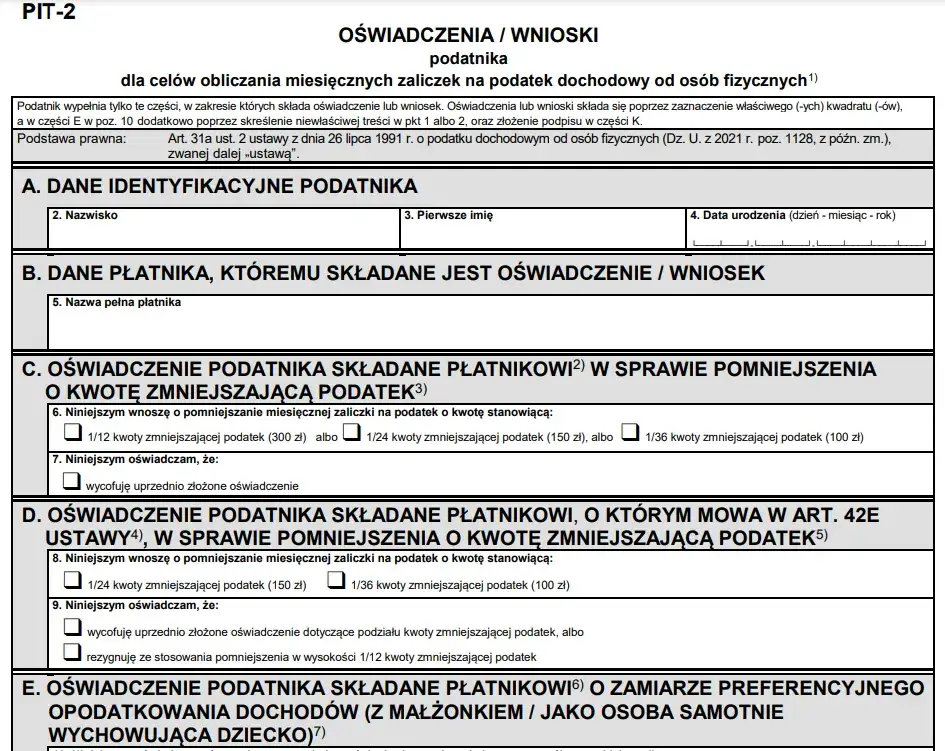 formularz PIT-2