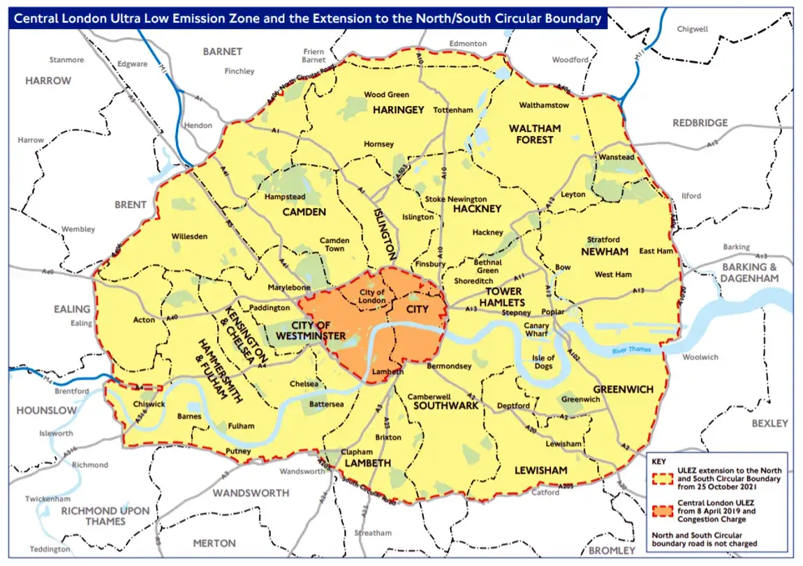 Mapa stref komunikacyjnych Londynu