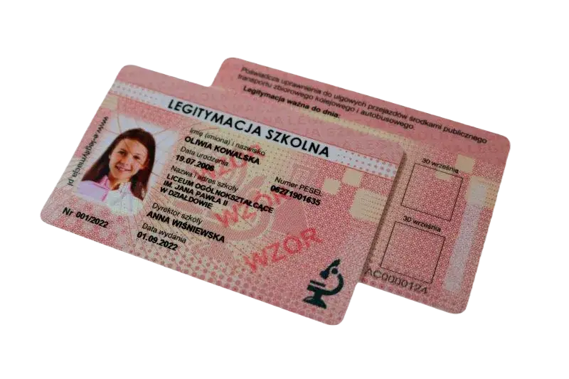 Legitymacja szkolna słuchacza szkoły policealnej