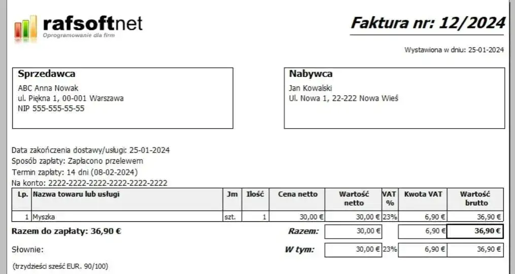 faktura dla osoby fizycznej przepisy