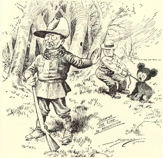 history of teddy bear, Theodore Roosevelt bear hunting cartoon