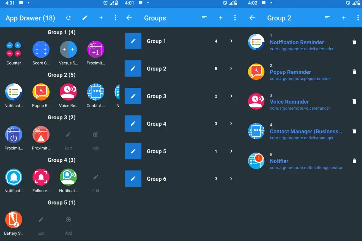 Jak ułożyć aplikacje w telefonie: ekran pokazuje grupowanie aplikacji na ekranie głównym. Widzimy grupy z ikonami i nazwami, np. 