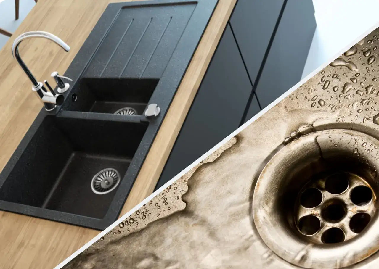 Materiał zlewu kuchennego granit stal