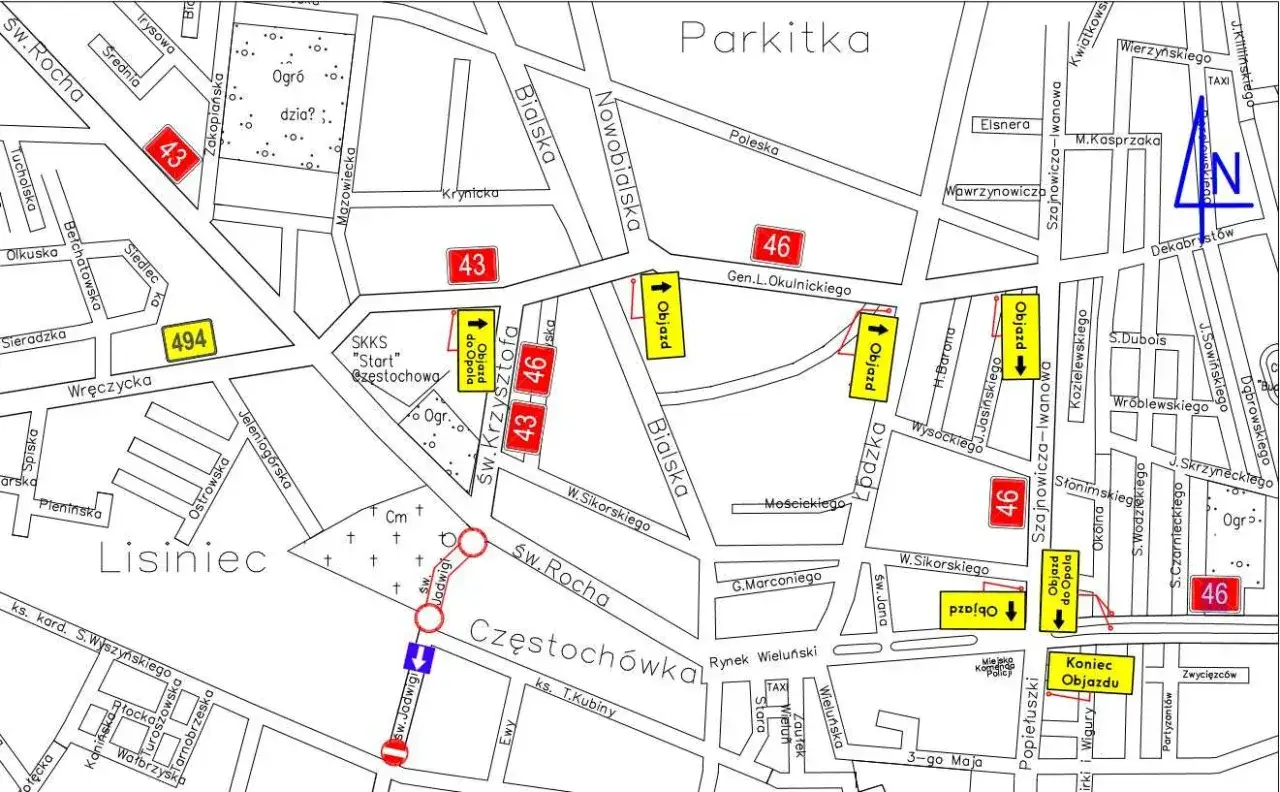 Mapa Cmentarza św. Rocha Częstochowa