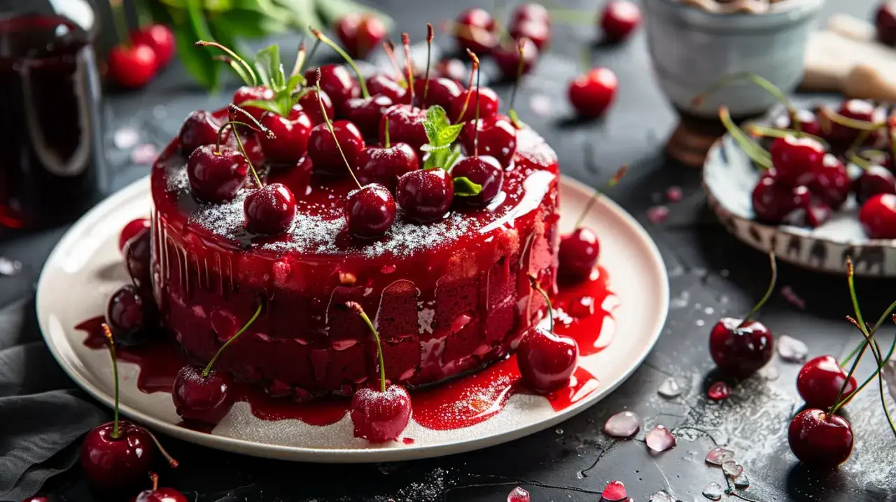 Zdjęcie Ciasto z wiśniami w alkoholu - Przepis na ciasto z wiśniami w likierze