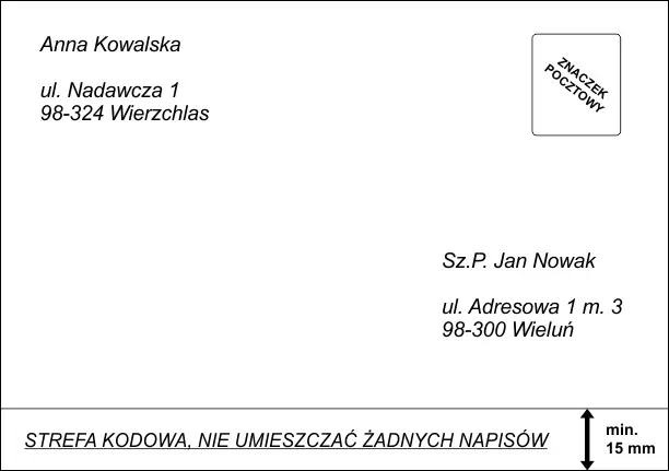 Poprawnie zaadresowana koperta wz&oacute;r