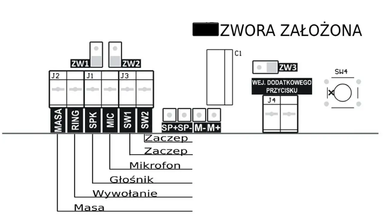 Schemat podłączenia domofonu 5-żyłowego