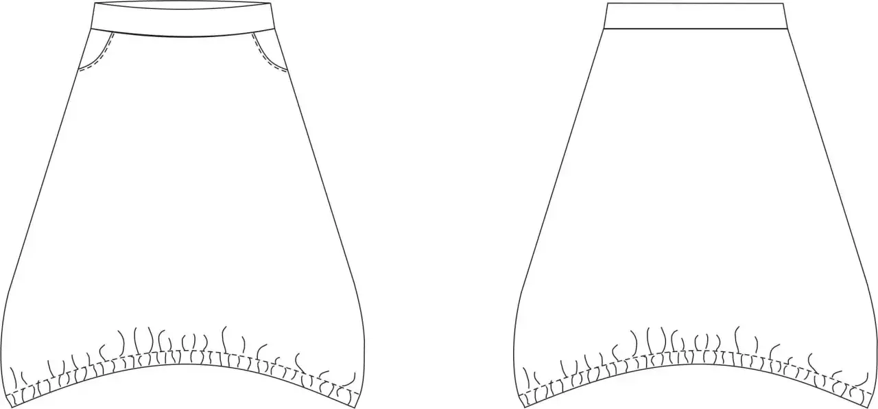 wykrój spódnicy bombki prostokąty