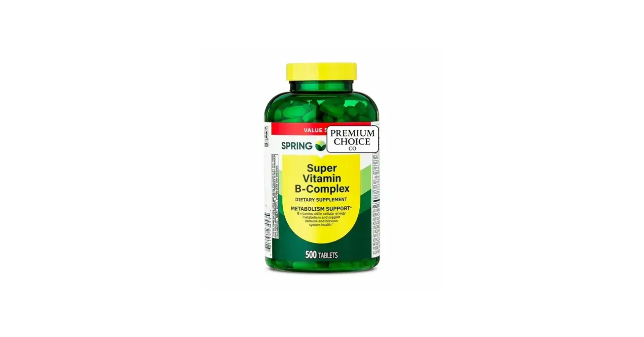 Zielona butelka z tabletkami Super Vitamin B-Complex. To nie suplement, a witamina B complex lek wspierający metabolizm i układ nerwowy.