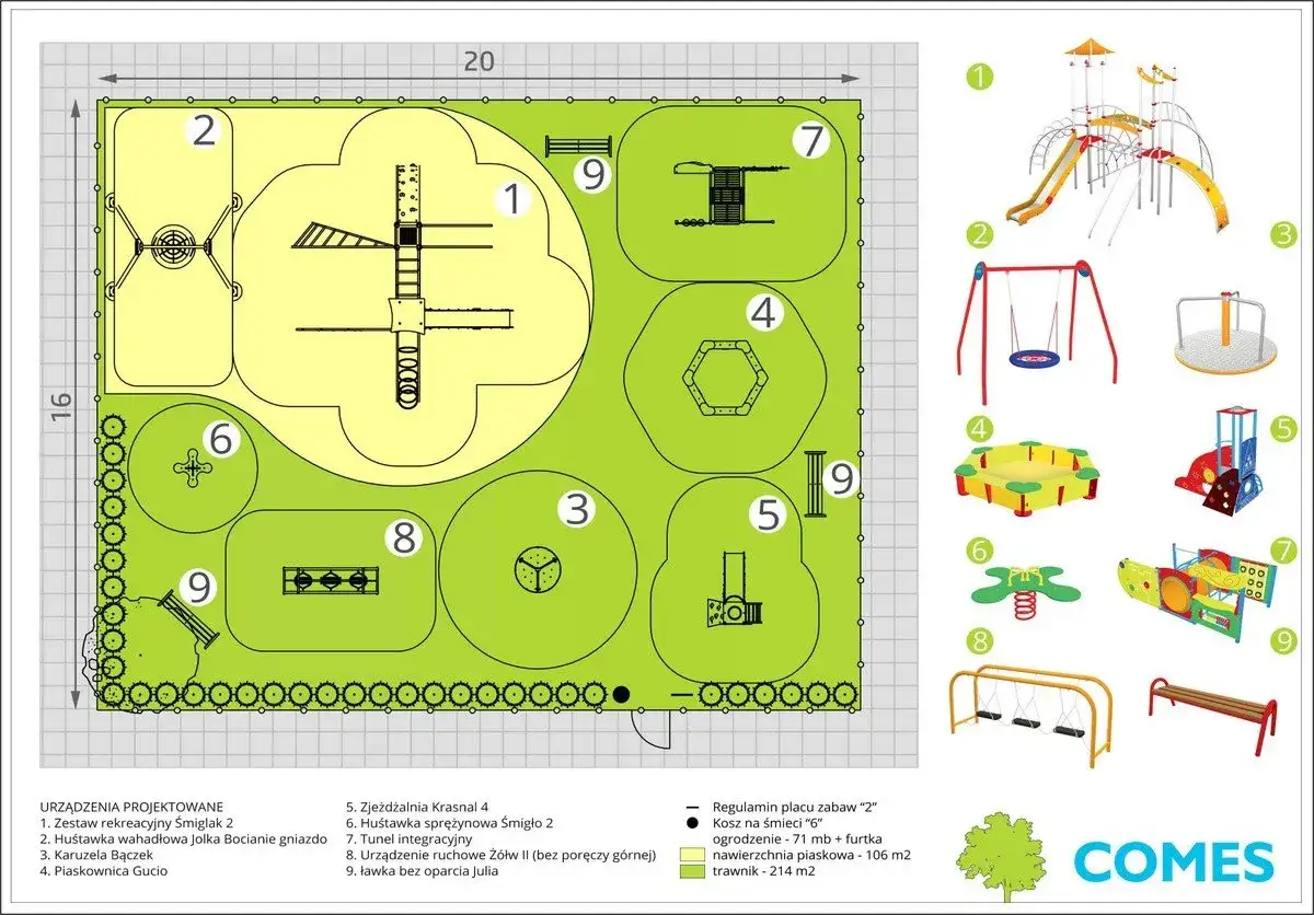 Plan placu zabaw dla dzieci: jak zrobić plac zabaw, z huśtawkami, zjeżdżalniami i piaskownicą.
