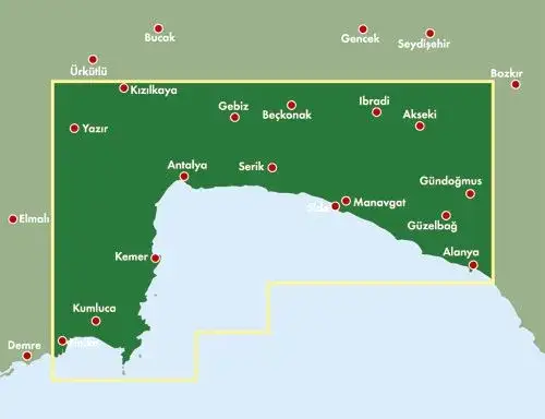Mapa regionu Side z zaznaczonymi dzielnicami