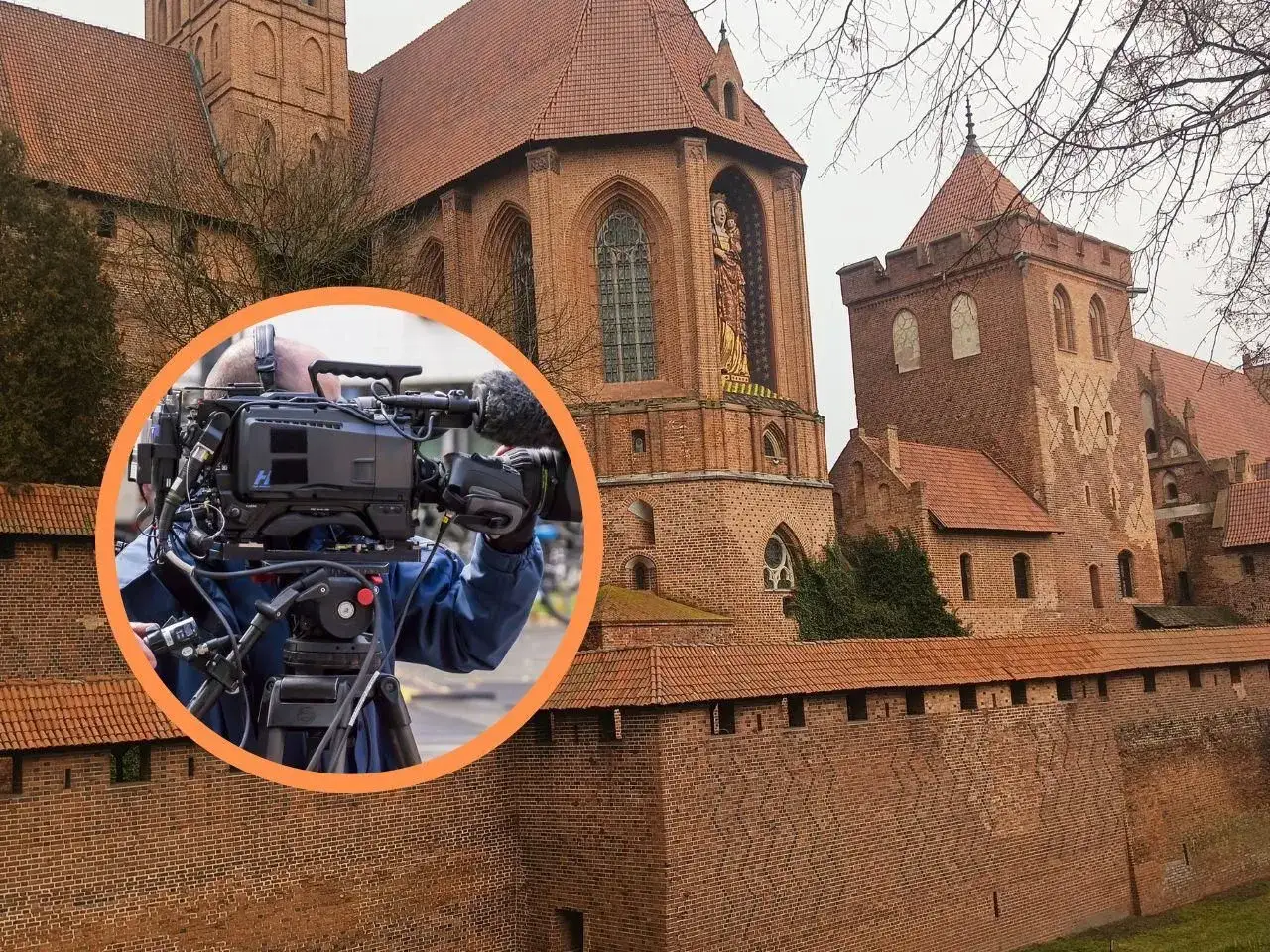 Kamera filmowa w Malborku, miejscu, gdzie nagrywano 