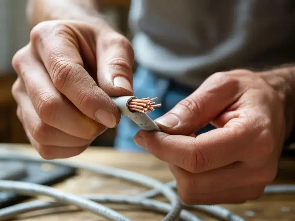 uszkodzona żyła miedziana nacięta