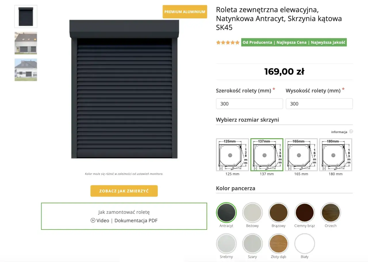 Cennik rolet zewnętrznych porównanie