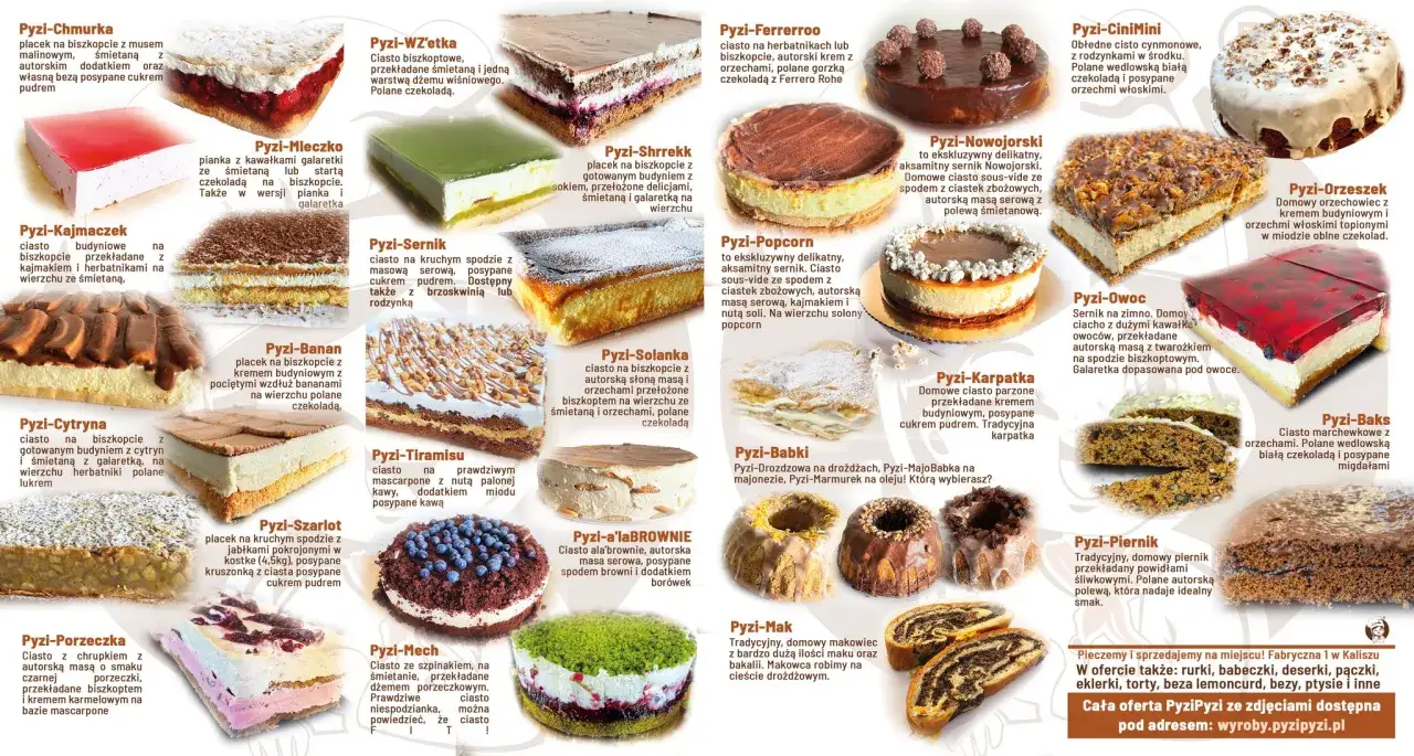 R&oacute;żne rodzaje tort&oacute;w i ciast