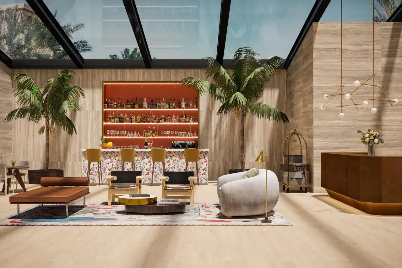 Nowoczesne lobby hotelowe design wnętrz
