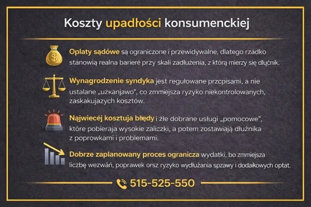 Koszty upadłości konsumenckiej infografika