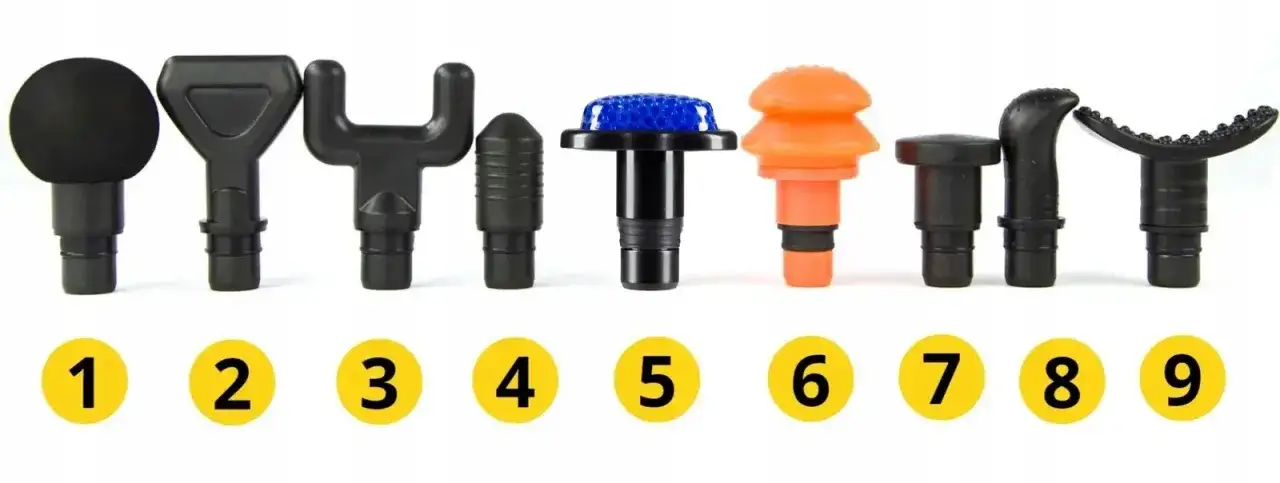 Rodzaje końcówek pistoletu do masażu