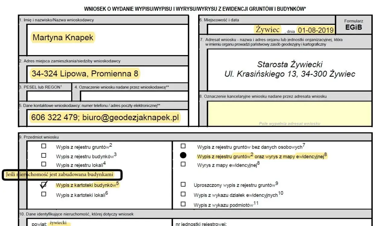 Wniosek o wydanie wypisu z rejestru gruntów. Martyna Knapek z Żywca potrzebuje dokumentu, by potwierdzić, ile ważny jest wypis z rejestru gruntów.