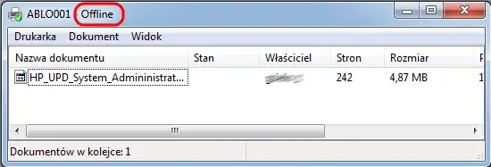 zablokowana kolejka drukowania drukarka