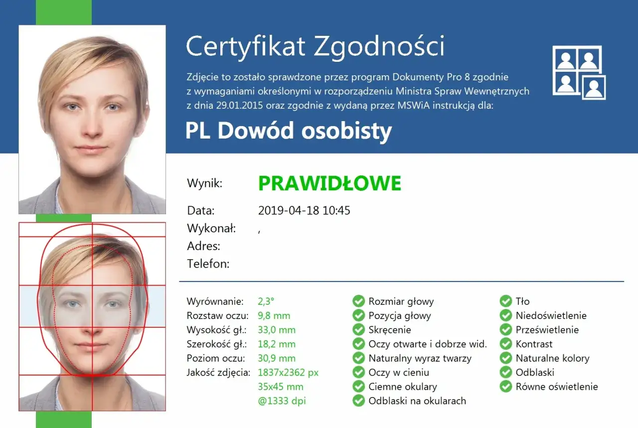 zdjęcie paszportowe wymiary schemat twarzy