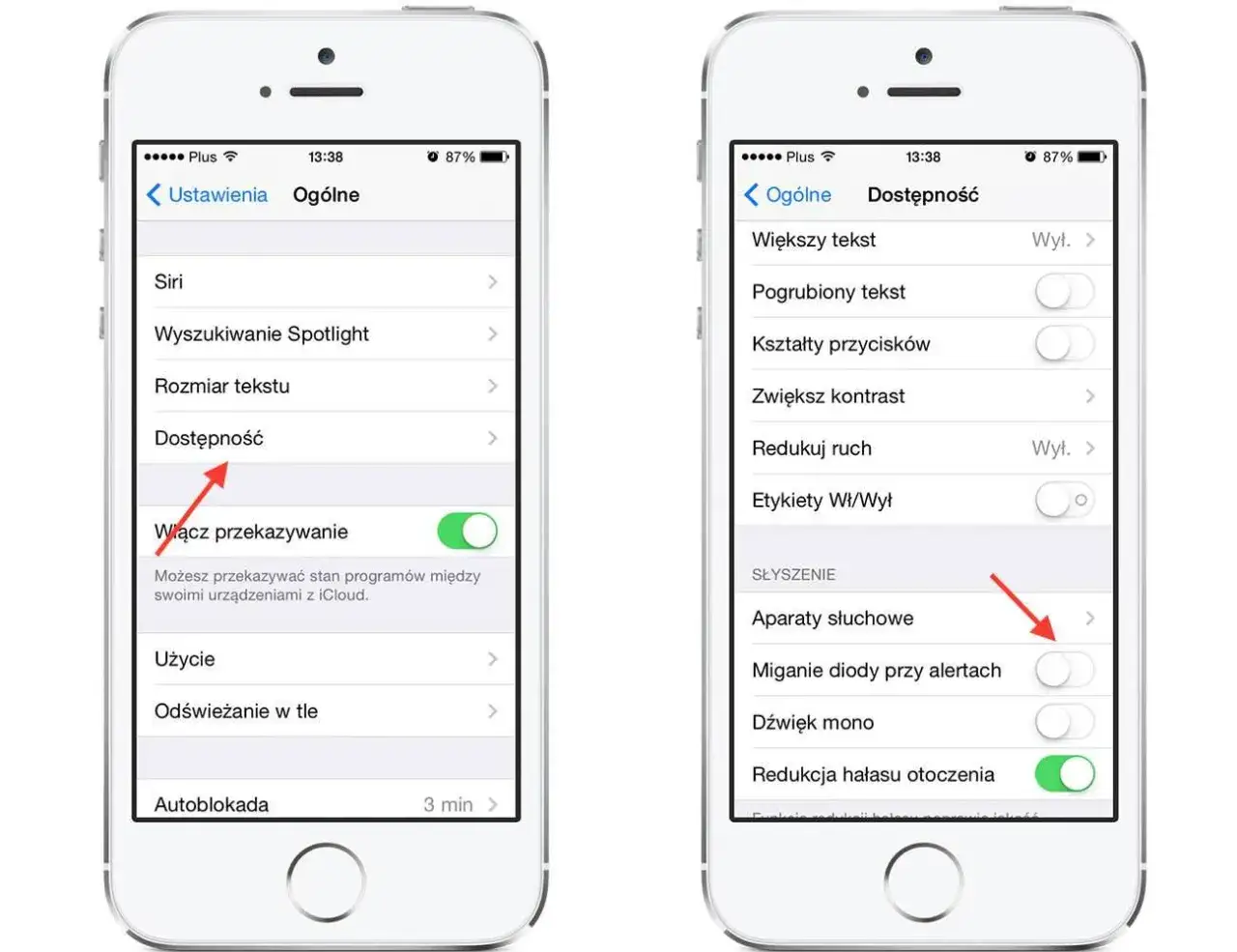 iPhone z migającą diodą LED powiadomienia