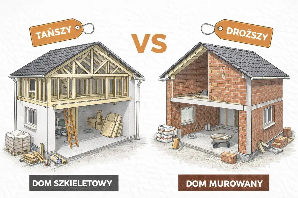 Porównanie domów: szkieletowy (tańszy) vs murowany (droższy). Dowiedz się, ile kosztuje budowa domu szkieletowego pod klucz.
