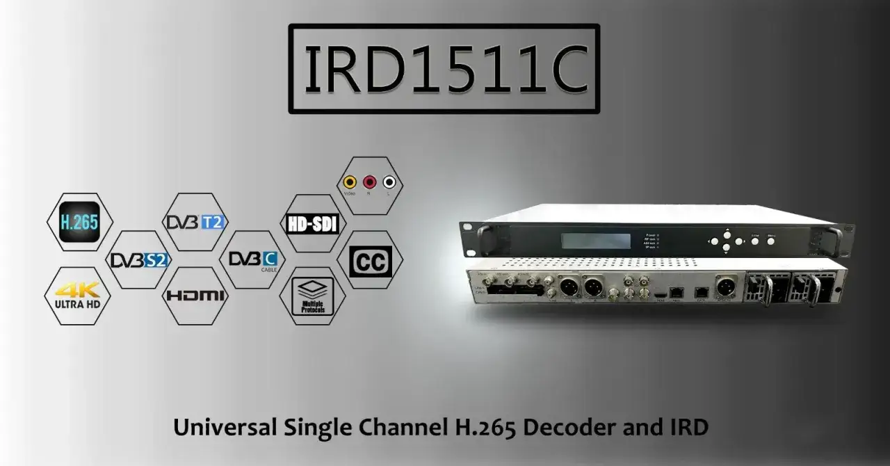 Uniwersalny dekoder i IRD obsługujący H.265, 4K, DVB-S2/T2/C, HDMI, HD-SDI.