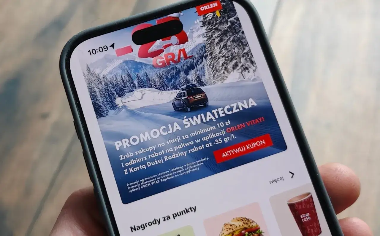 Aplikacja Orlen BiznesTank na telefonie