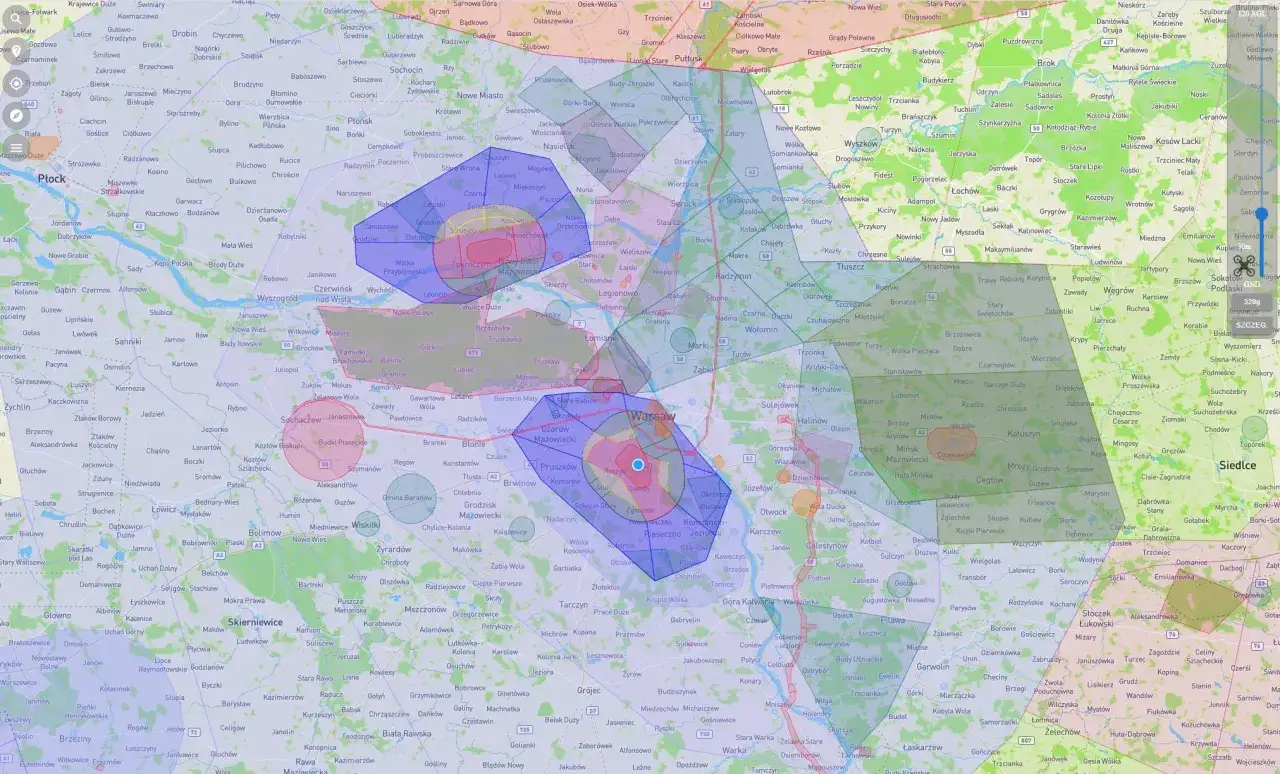 Mapa Polski z zaznaczonymi obszarami, sugerująca, ile trwa lot z Polski na Sycylię.