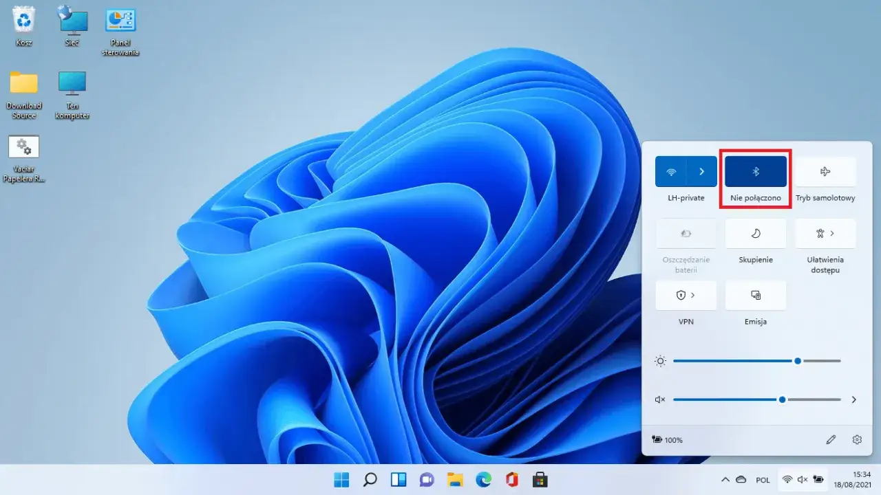 Włączanie Bluetooth Windows 11 Centrum Akcji