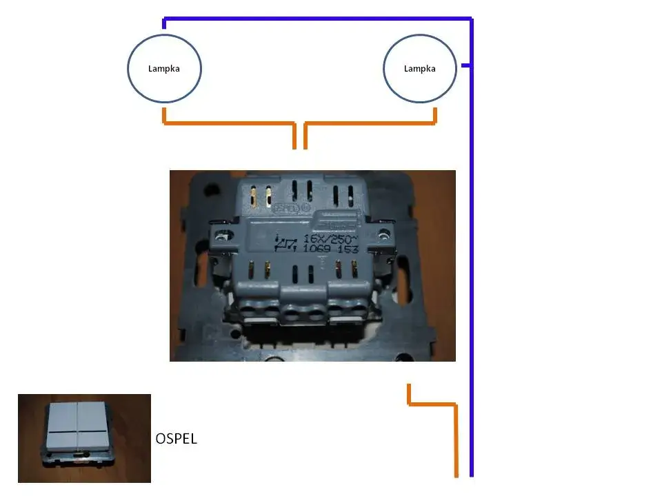 schemat podłączenia łącznika podwójnego Ospel tył