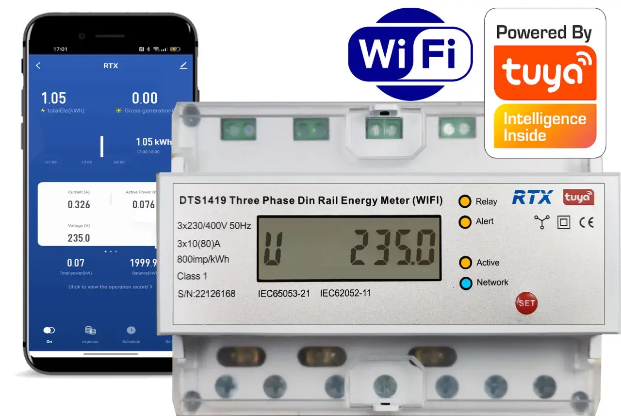 Zdjęcie Podlicznik 3 fazowy WiFi: Inteligentne monitorowanie energii w domu