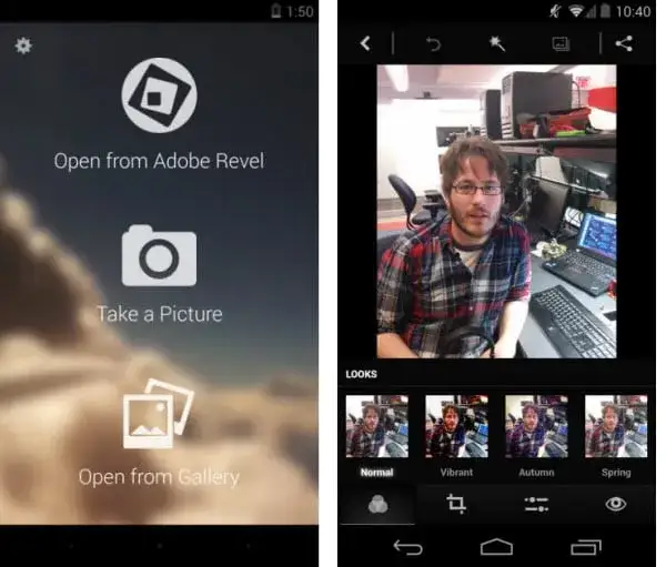 Adobe Photoshop Express mobile interface