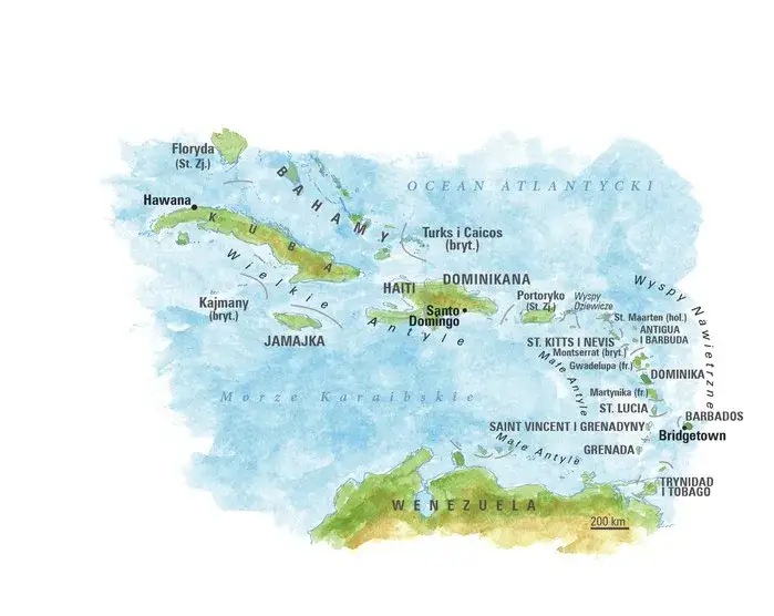 Mapa Kuby położenie geograficzne Karaiby