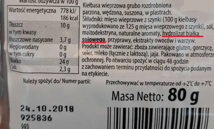 produkty zawierające soję etykiety