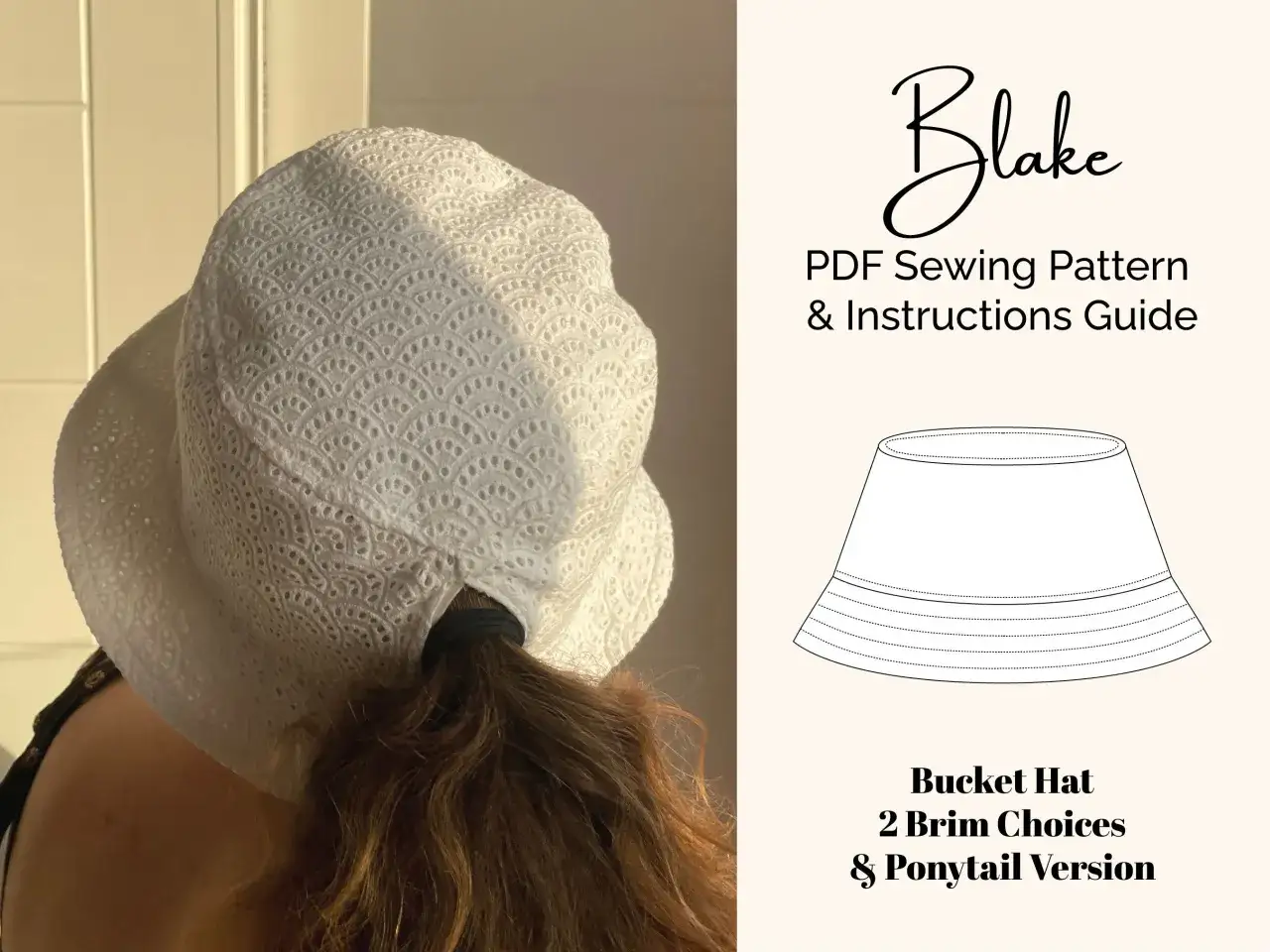 wykrój kapelusza bucket hat do druku