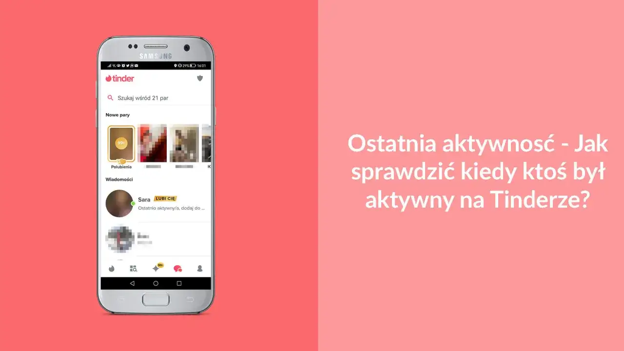 Na ekranie telefonu widać aplikację Tinder. Dowiedz się, czy na Tinderze widać, czy ktoś jest online.