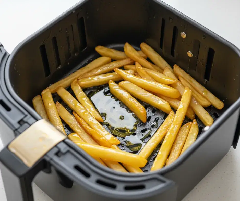 błędy przy robieniu frytek w air fryerze, przeładowany kosz frytkownicy
