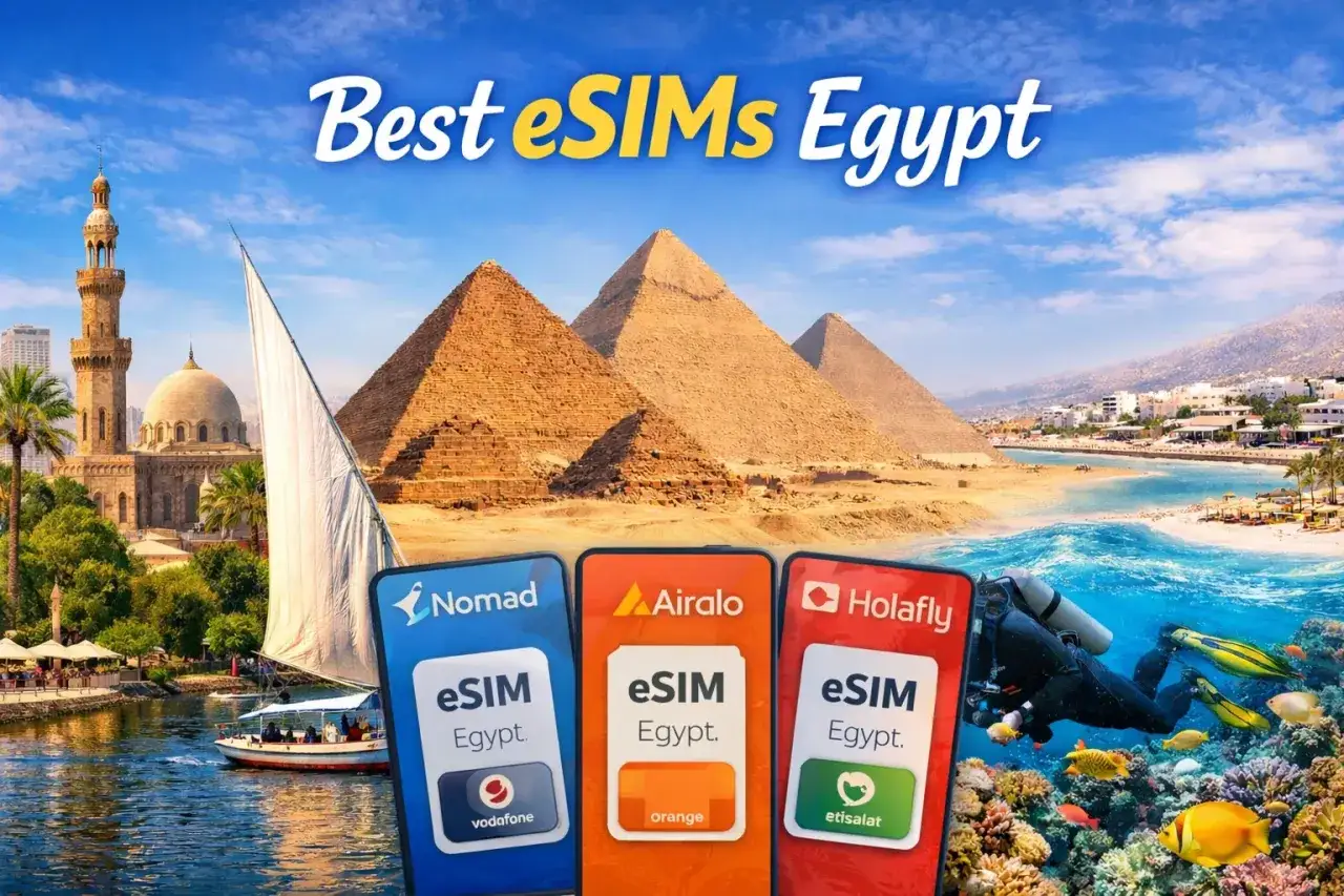 Podróżuj po Egipcie z najlepszymi eSIM! Piramidy, nurek i telefony z ofertami Nomad, Airalo, Holafly.