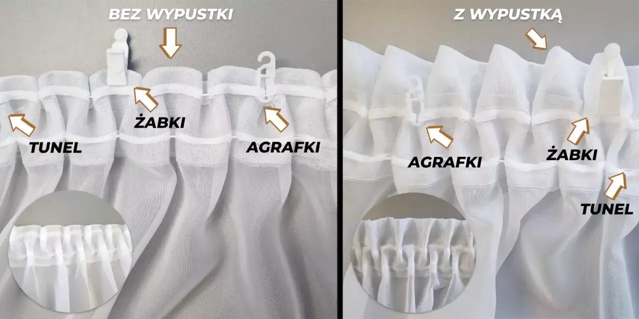 Firany na żabkach i agrafkach porównanie