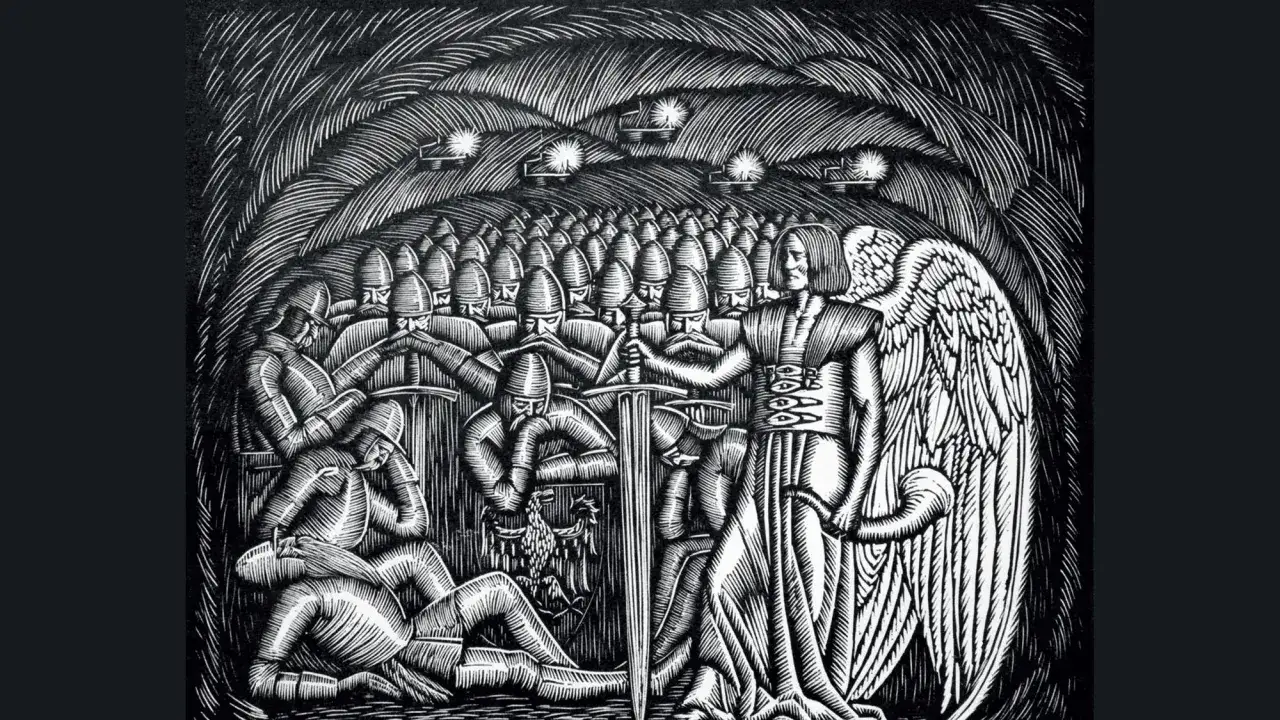 Śpiący rycerz Giewont i jego armia czekają w jaskini na wezwanie. Anioł czuwa nad nimi.