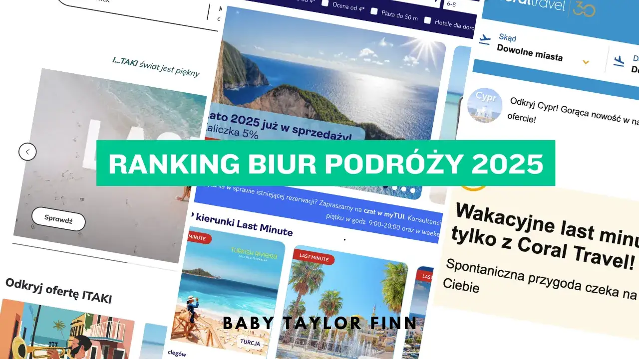 Loga największych biur podr&oacute;ży w Polsce: Itaka, TUI, Rainbow, Coral Travel
