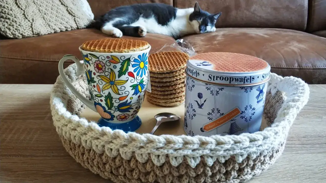 Co kupić w Holandii? Stroopwafelki w puszce, kubek z kwiatami i śpiący kot na kanapie.