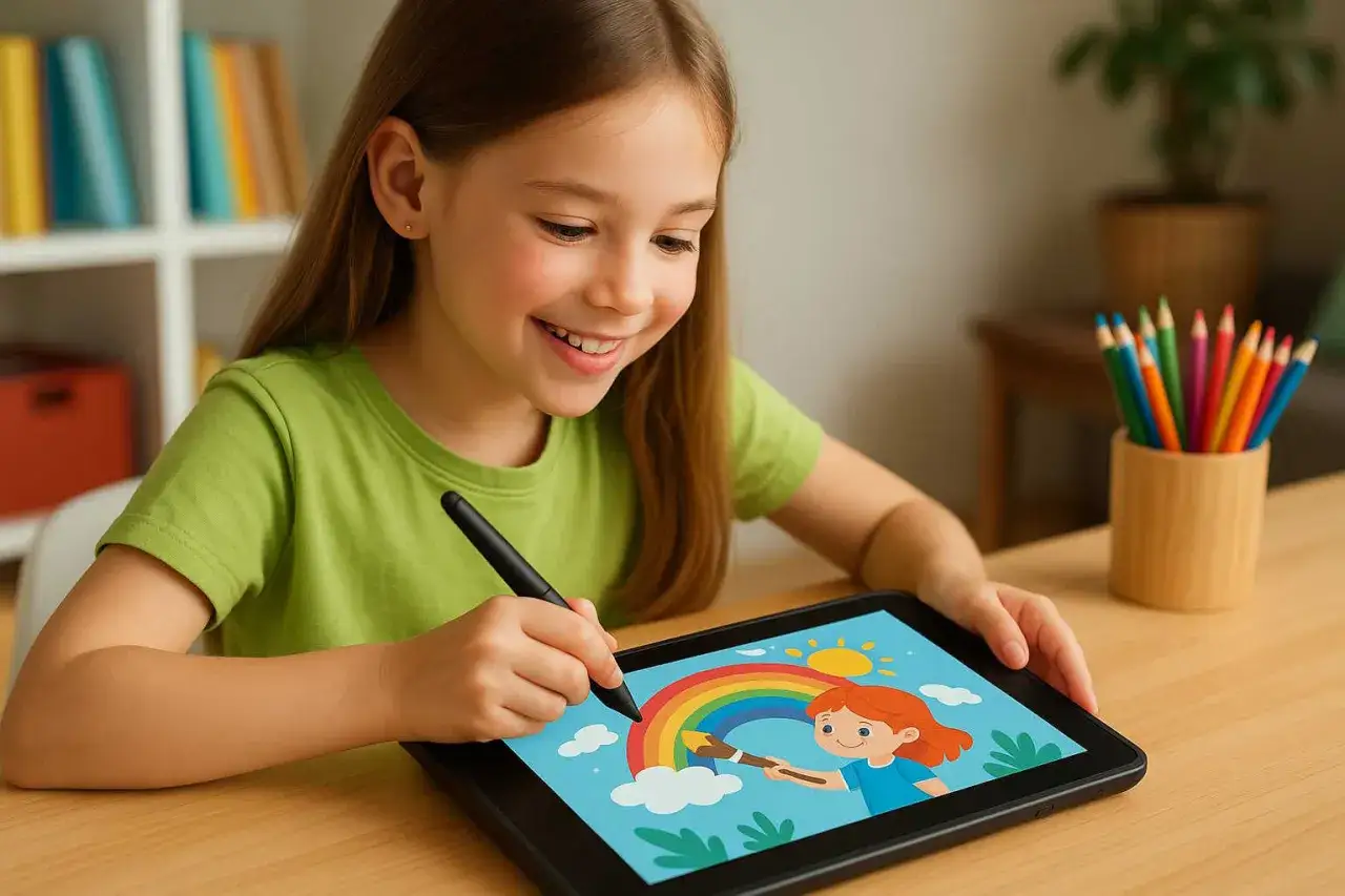 dzieci rysujące mangę digital painting