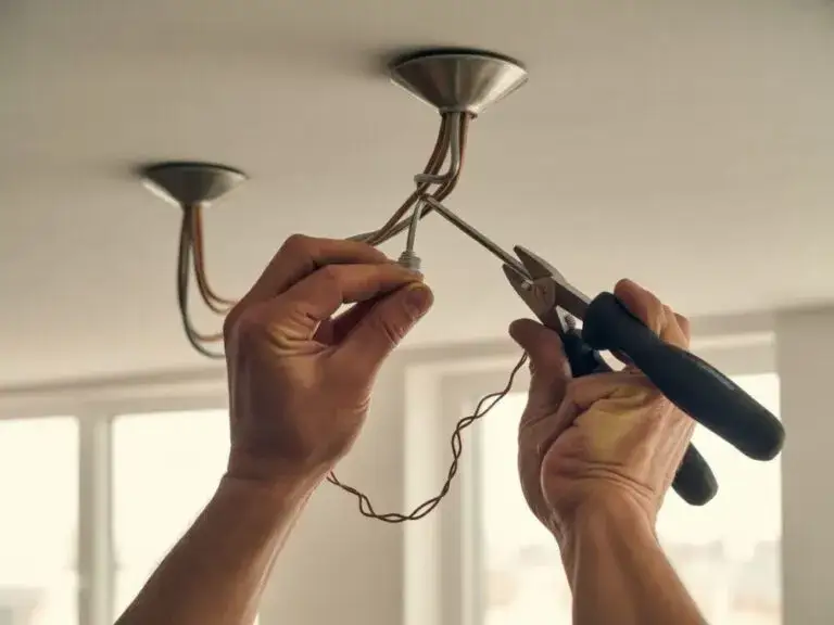 użycie próbnika napięcia w kostce elektrycznej na suficie