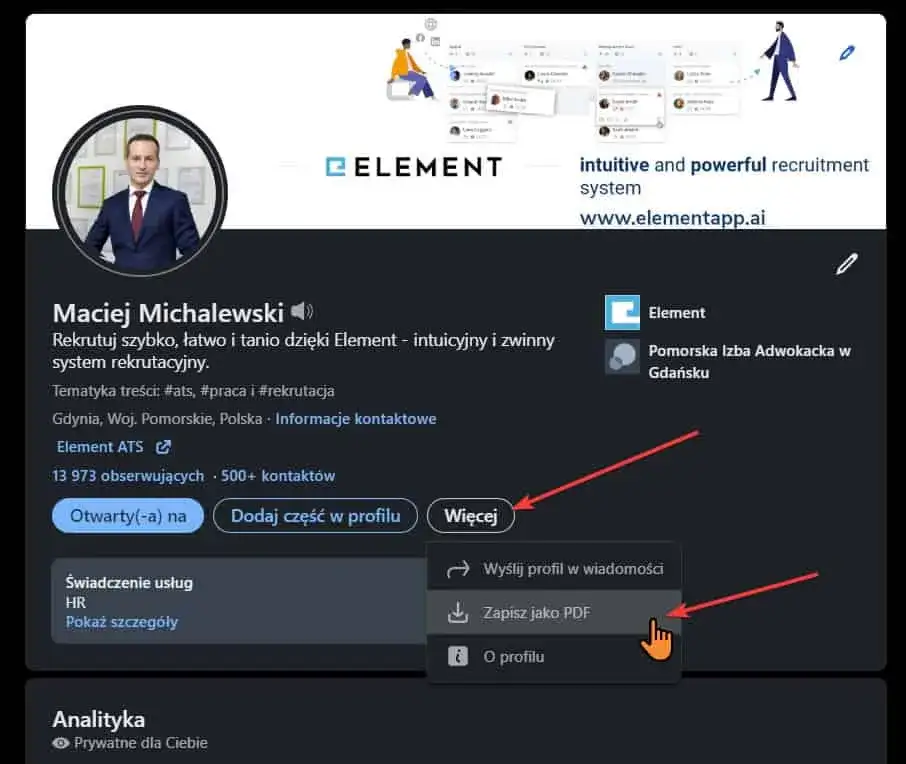 przykładowy profil LinkedIn absolwenta